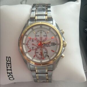 Seiko Silver and Gold Men's Solar Watch